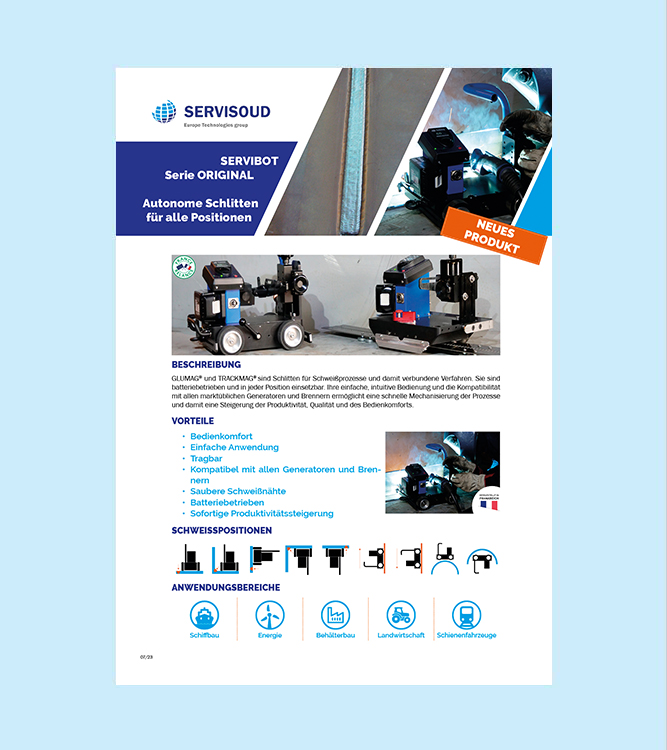 Servibot Original Range - GLUMAG® and TRACKMAG®, autonomous welding carriages ...